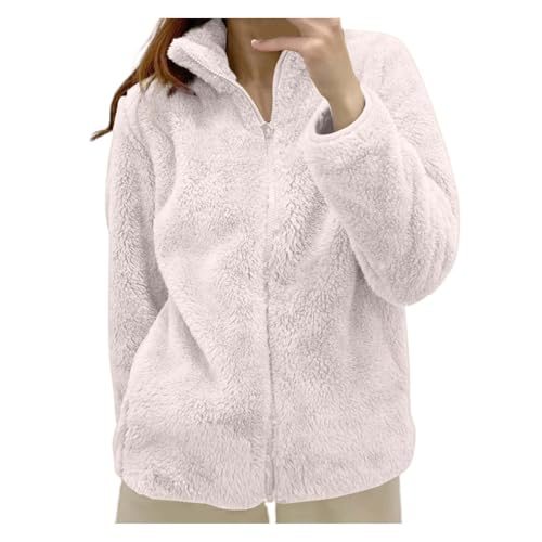 veste pilou pilou femme sans capuche basic manteau hiver chaud polaire avec fermeture Éclair manteaux femme d'hiver grande taille avec poches haut thermique...