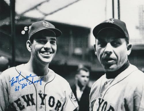 ED KRANEPOOL NEW YORK METS 1969 WS CHAMPS W/GIL HODGES ACTION SIGNED 8x10 - Autographed MLB Photos