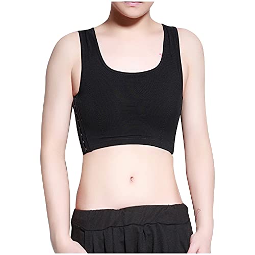 Strapless Pushup Bras for Women, Breathable Chest Binder Short Corset Vest Elastic Sport Bra Sleeveless Tops Tank Tops Push Up Sports Bras for Women Black