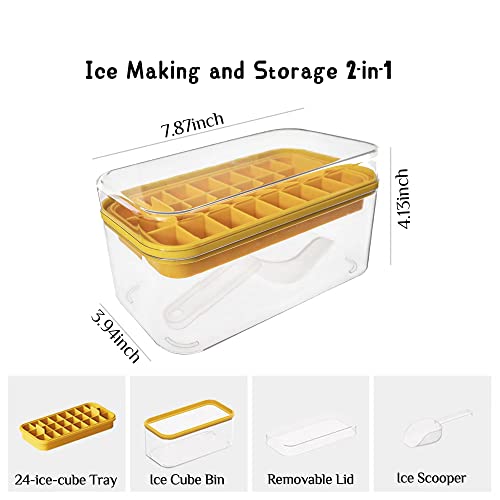 Bandeja para hielo de silicona con tapa y contenedor, 24 cubos miniatura 2
