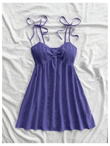 Image of SOLY HUX Women's Summer Cami Sun Dress A Line Tie Shoulder Y2k Cute Casual Short Mini Beach Babydoll Dresses