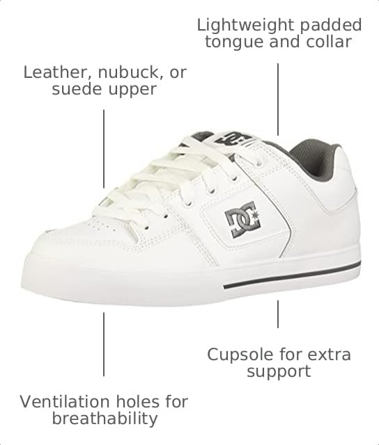 Image of DC Mens Pureskateshoe Skateboarding Shoes