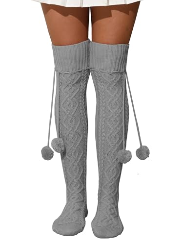 Image of YELAIVP Women's Thigh High Socks - Extra Long Cable Knit Over the Knee Socks and Leg Warmers