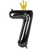 Number 7 Balloon 40 in, Black Seven Birthday Decorations, 7th Balloons Number, Black Party Decorations, 7 70 Year Old Balloon