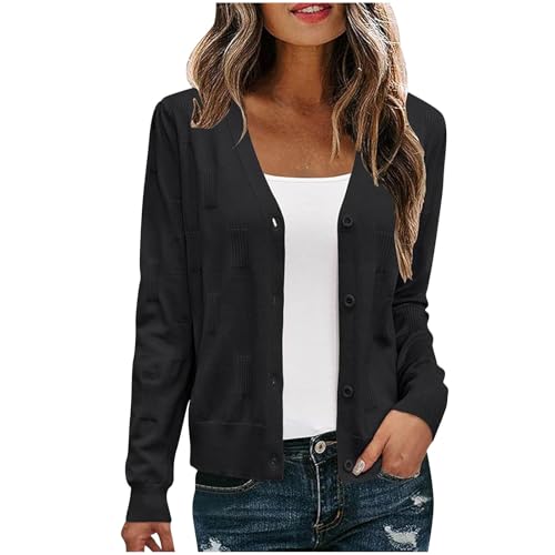 Cardigan Sweaters for Women Casual Cropped Long Sleeve Button Down Lightweight Cardigan Fall Outfits Clothing
