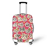 Homeyang Funda Maleta Cabina Gato Lindo Rosa Funda Maleta Protectora Elástico Spandex Poliéster Lavable Cubierta de Equipaje 18-32 Pulgadas Fundas Maletas de Viaje (S)