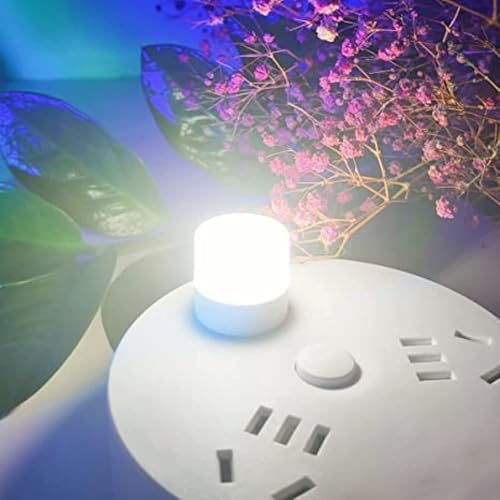 مصباح اضاءة ليلي LED صغير محمول بمنفذ USB، مثالي لغرفة النوم والحمام والحضانة والممر والمطبخ والسيارة والاماكن الخارجية، أبيض