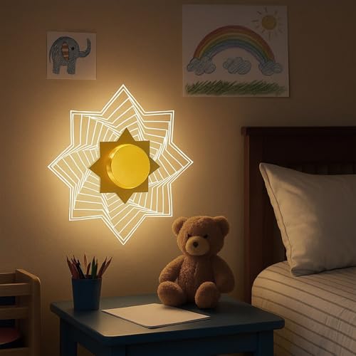 Image of Lamp master Star Wall & Ceiling Light | 3-in-1 Color Changing LED | Antique Gold Finish | Modern Decorative Wall Lamp for Bedroom, Living Room, Kids Room, Hallway & Home Decor Lighting