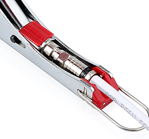 Image of Heavy Duty Metal Connector Compression Crimping Tool Crimper for RG6 (5C) RG59 (4C) Coax Cable Connect Connecting Tools (Red and Silver)