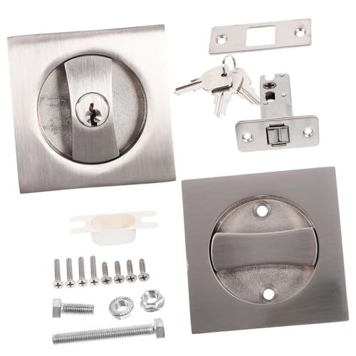 Cerradura Invisible para Puerta Corredera OSALADI con Llave, Herrajes de Metal Duradero para Privacidad en Dormitorios y Baños, Fácil de Instalar y Operar, Diseño Moderno con Acabado Cepillado miniatura 1