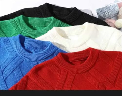 Men Casual Winter Sweaters Crew Neck Knitted Pullovers Plaid Couple Warm Jumper Tops3