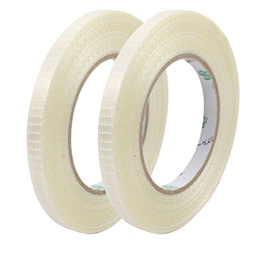 Aexit 2Pcs 10mm Electrical equipment Width 0.22mm Thickness Grid Type Filament Strapping Tape 50m Length
