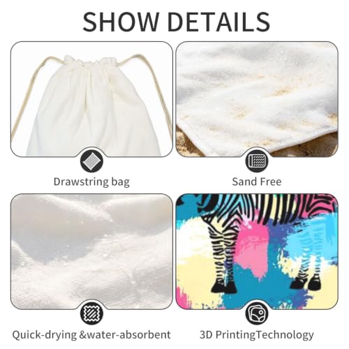 Serviette de piscine séchage rapide à motif zèbre pour le sport - 5