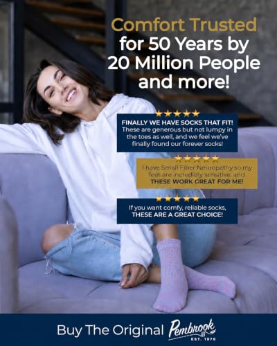 Image of Pembrook Ankle Diabetic Socks for Women & Men | 6 Pairs | Wide Non Binding Socks Quarter Length | Edema Neuropathy Socks