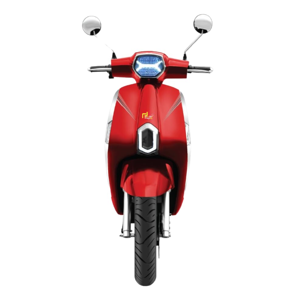 EOX E1 Electric Scooter for Adults | Non-RTO Scooty with 60-80Km Range, Waterproof Motor, 32AH 60V Lead Acid Battery, Tubeless Tyre, Reverse Mode (Red)