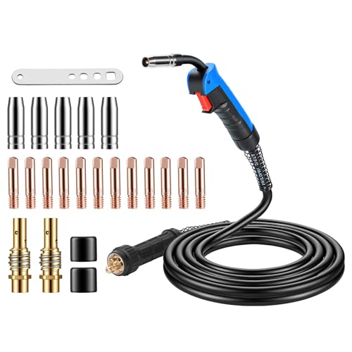 BOSYTRO Antorcha soldadura hilo MIG MAG 15AK de 4 M con Juego de 22 Accesorios para antorcha MIG, con Conector Europeo, 180A para Soldadura CO₂/Argón en Taller e Industria
