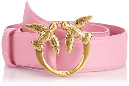 Pinko Love Berry H4 Belt Becerro Seda Cinturón, P31q_Rosa Marino-Antique Gold, S para Mujer
