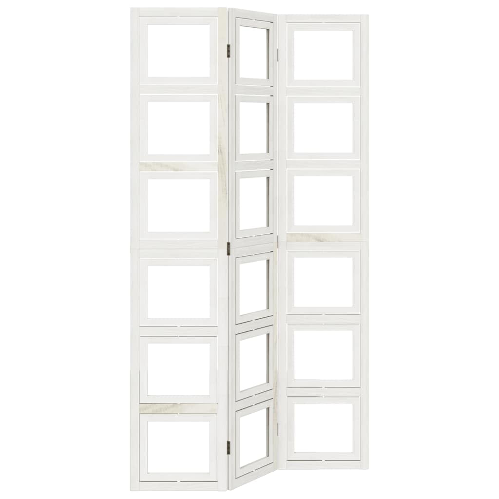 vidaXL Room Divider, Privacy Screen for Indoor Home Bedroom Living Room, Screen Privacy Panel with 3 Panels, White Solid Wood Paulownia