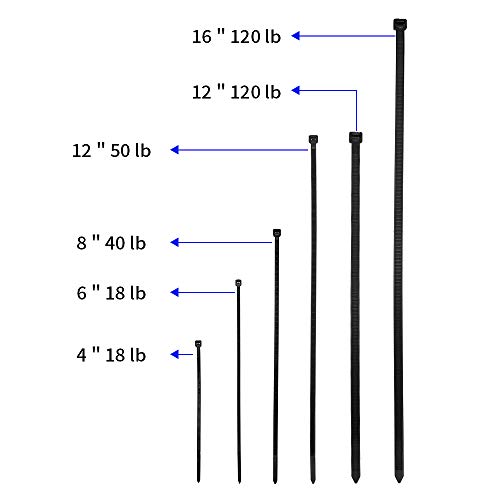 Image of 200 Pack Bulk KOOWIN Small 4 inch Nylon Plastic Cable Zip Ties Wire Wraps Black