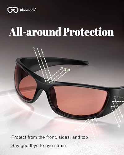 Image of Bloomoak 99% Blue Light Blocking Glasses,Nighttime Sleep,Fully Wraparound Your Eyes with No Leaks for Side Glare