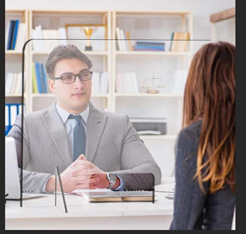 Varwaneo Sneeze Guard For Counter And Desk, Freestanding Clear Acrylic Plexiglass Protective Shield With Cutout For Office, School And Retail Store (24" W X 16" H) #TOP5