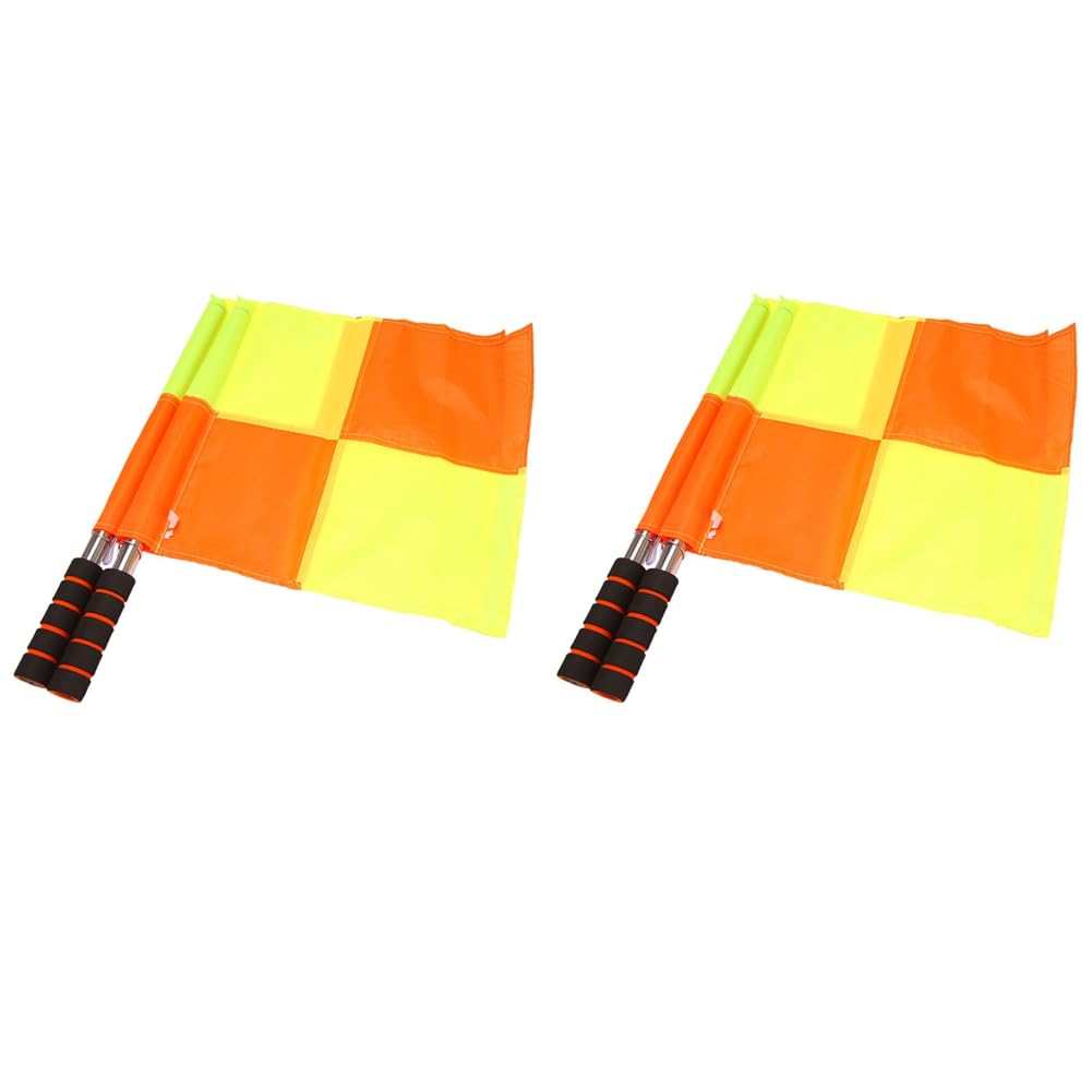 2 banderas de árbitro de fútbol con bolsa de transporte de fútbol línea lateral juez de línea lateral juego deportivo banderas árbitro equipo