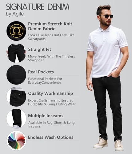 Image of ETHANOL Men's Straight Knit Denim Jeans