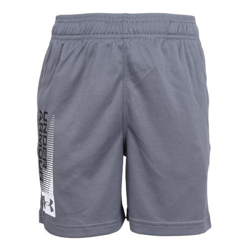 Under Armour Boys Tech Wordmark Shorts (025) Castlerock / / White Small