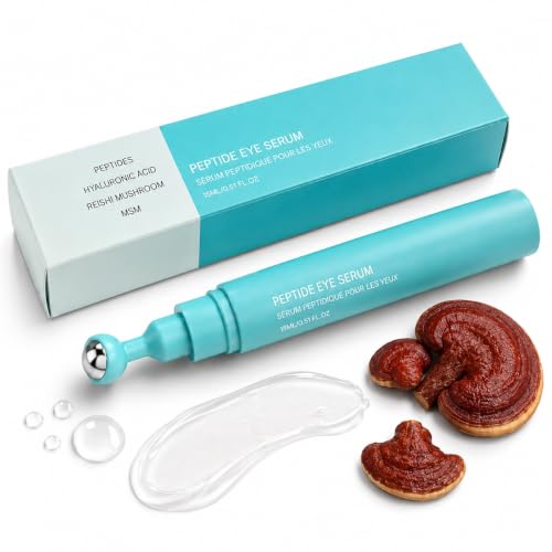Image of Peptide Eye Serum with Cooling Metal Rollerball, Hydrating Eye Care for Dark Circles and Puffiness, Firms and Smooths Appearance of Fine Lines, Enriched with Hyaluronic Acid