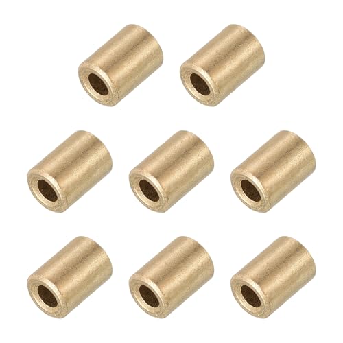 QUARKZMAN Sleeve Bearings,5mm Bohrung x 8mm Außendurchmesser x 8mm Länge Selbstschmierende Gussmessingbuchse für Gleitbewegungen Teile von Maschinen (Goldton, Packung mit 8)