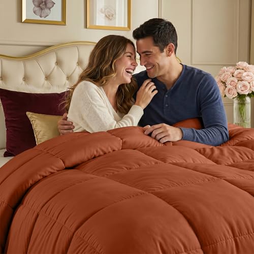 Image of Utopia Bedding Duvet Insert, Twin Comforter 64 x 88 Inches, Burnt Orange | Cozy All Season Comforter for Kids, Boys, Girls, and Teens, Down Alternative Fill, Soft Microfiber Shell, Machine Washable