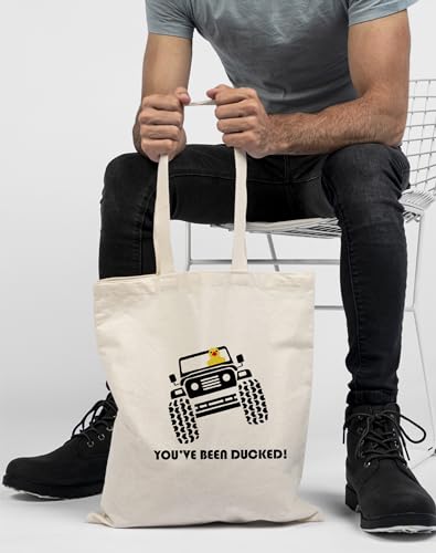 LANBAIHE Duck Duck Tote Bag,You've Been Ducked,Purse For Duck Lovers,Yellow Duck Carrying Sack,Funny Rubber Ducks Bag, Ducking Tote Bags,Natural Canvas Tote Bag-Reusable Shopping Bag(2LTBG10 - Image 6