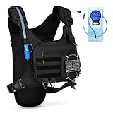 Hydration Vest with 2L Water Bladder for Men and Women, Lightweight Adjustable Hydration Backpack , Reflective Running Hydration Chest Bag for Hiking Climbing Cycling (Black, One Size)