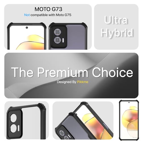 Image of Outlouders Back Cover for Motorola Moto G73 5G | Ultra Hybrid Transparent | Full Camera Protection | Raised Edge | Crystal Clear Bumper Case(Black)