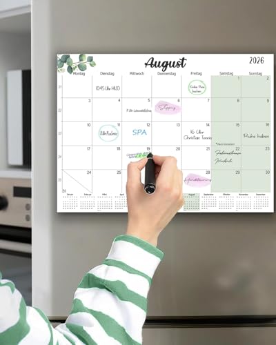 Qupuce Magnet Kalender 2026 2027 kühlschrank A4 cm Magnetischer Kalender von Jan.2026 bis Juni 2027 Monatsplaner/Wandkalender Familienkalender für Zuhause oder Büro