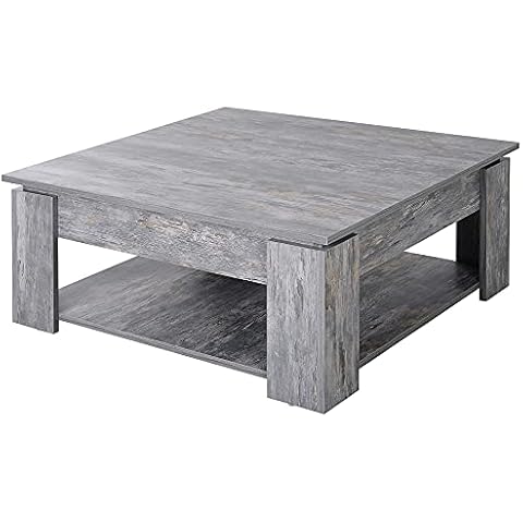 HOMCOM Modern 2 Tier Coffee Table with Storage Cover