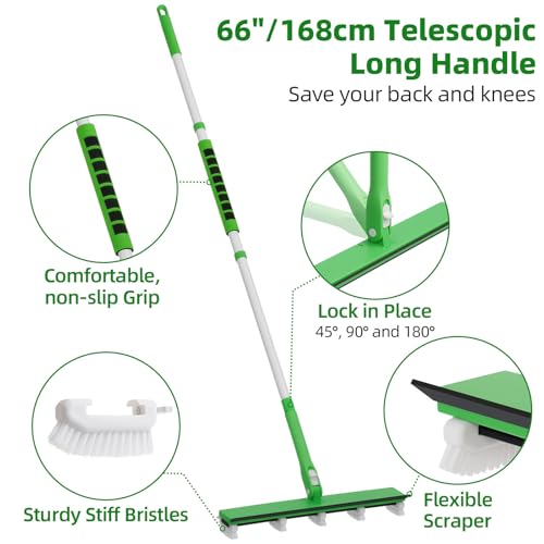 Zavrski Grout Cleaner Brush with 66'' Long Handle Stiff Bristle Multi-Line Cleaner Adjustable Heads Grout Scrub Crevice Cleaning Brush for Tile Floor, Shower, Bathroom, Kitchen, Wall — view 4