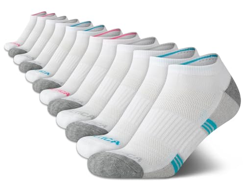 Image of Nautica Womens Low Cut Socks - 12 Pack Breathable Mesh Cushioned Athletic Performance No Show Socks for Women
