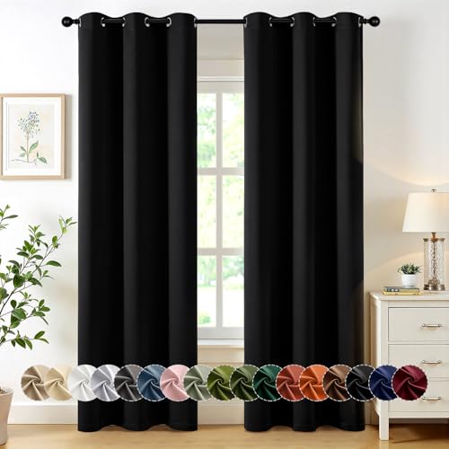 MIULEE Black Blackout Curtains for Bedroom Living Room 84 Inches Long...