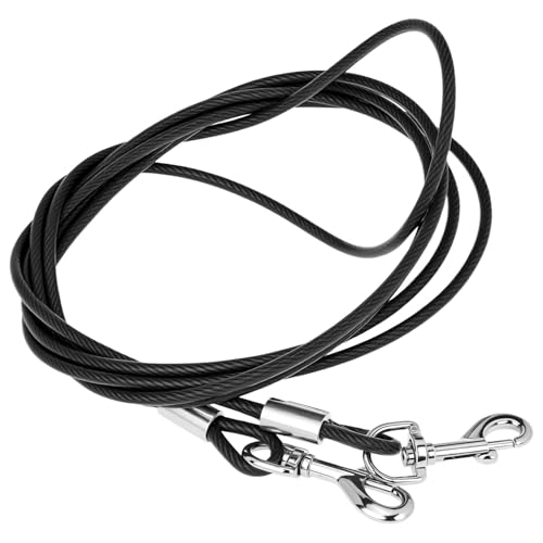 QWORK® 3m Tie-Out Leinen mit 360° Drehbarem Clip - Kausichere, wasserdichte und Rostfreie Hundeleine für Kleine bis Große Hunde