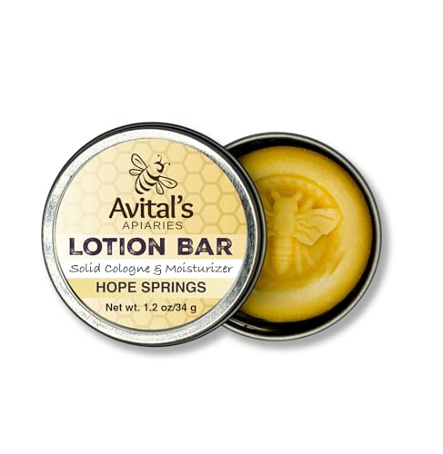 Avitals Apiaries Solid Lotion Bar in Tin for Dry Skin Beeswax & Plant Butter Moisturizer Pocket Size No Spill Travel Balm for Hands & Body Uplifting Citrus Herbal Scent Hope Springs
