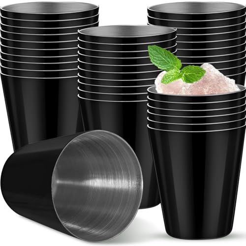 Ashmacdo 24 Pcs 1 oz Stainless Steel Shot Glasses Metal Shot Glasses Small Unbreakable Shot Glass for Wedding Espresso Whiskey Bar Home Restaurant Camping Barware Gift (Black)