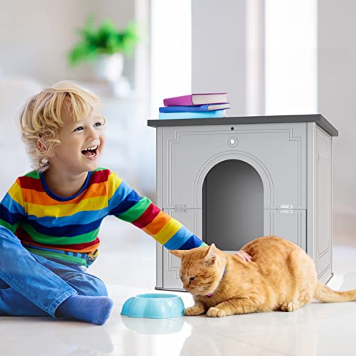 Palram Pets Charlie Cat Litter Box Furniture Hidden, Pet House Enclosure, Enclosed Cat Cabinet, Magnetic Door Latch… - Image 5