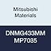 Mitsubishi Materials DNMG433MM MP7035 Coated Carbide DN Type Negative Turning Insert with Hole, Unstable Cutting, Rhombic 55?, 0.5" IC, 0.187" Thick, 0.047" Corner Radius, MM Breaker (Pack of 10)