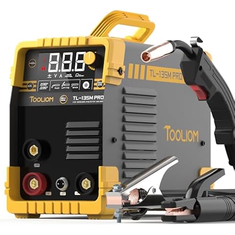 TOOLIOM 135A MIG Welder Flux Core 110V MIG Welder Gasless Flux MIG/Lift TIG/Stick 3 in 1 Welding Machine IGBT DC Inverter with LCD Display Cover
