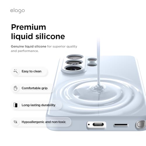 Image of elago Magnetic Silicone Case Compatible with Samsung Galaxy S26 Ultra Case, Compatible with MagSafe Accessories, Protective Cover, Shockproof, Slim, Anti-Scratch Soft Microfiber Lining (Light Blue)
