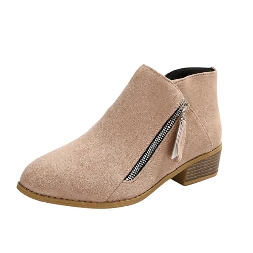 Bottines en daim pour femme à talon bas et fermeture éclair latérale