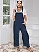 AusLook Plus Size Women's Adjustable Straps Jumpsuits Navy Blue 3X Casual Loose Wide Leg Overalls with Pockets