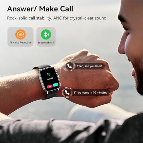 Smart Watch for Women Men, 1.85" HD AMOLED Fitness Tracker (Answer/Call) with 24/7 Heart Rate/Sleep/SpO2 Monitor for iPhone & Android, 120+ Sports Modes Smartwatch with IP68 Waterproof, 2 Bands - Image 4