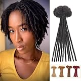 Micro Loc Extensions Human Hair 0.2 cm 6 Inch 10 Strands Dreadlock Extensions Human Hair Loc Extensions Dreads Extensions for Men Women Real Human Hair Locs 1B Natural Black Handmade Permanent Locs
